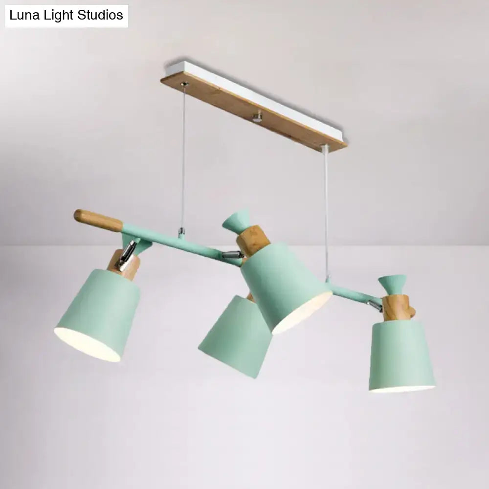 Modern mint green decorbites island light with tapered shade wooden accents and adjustable arms for kitchen lighting bulb base