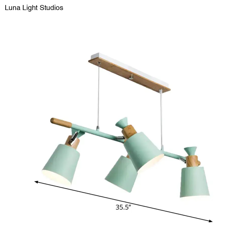 Decorbites™ nordic island light with tapered shade in pastel mint and wooden accents with e26 e27 sockets