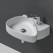 Modern white ceramic wall mounted wash basin bathroom sink with a sleek chrome faucet for stylish ceramic wall decorbites