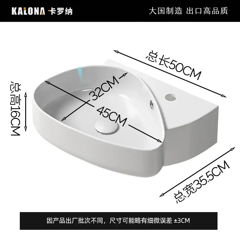Modern white ceramic wall mounted wash basin with oval basin and integrated faucet for bathroom decorbites ceramic wall use