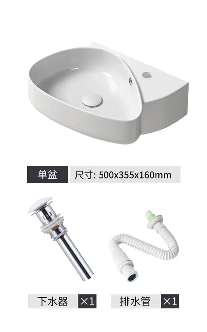 Modern white ceramic wall mounted wash basin with integrated drain for bathroom decorbites ceramic wall use