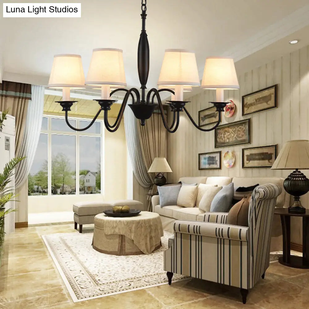 Lámpara de araña blanca moderna con suspensión de tela de 6 luces: perfecta para el comedor