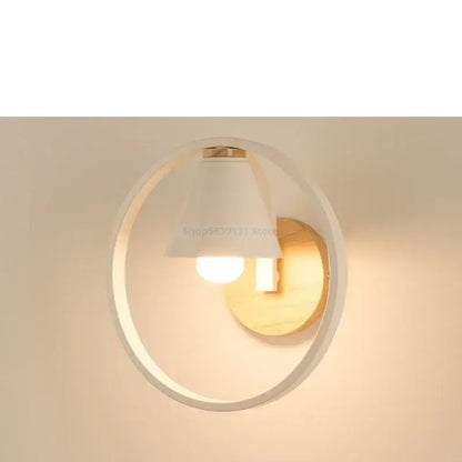Modern white child figurine led wall lamps with wooden backplate and frosted glass shade for bedroom wall lamps