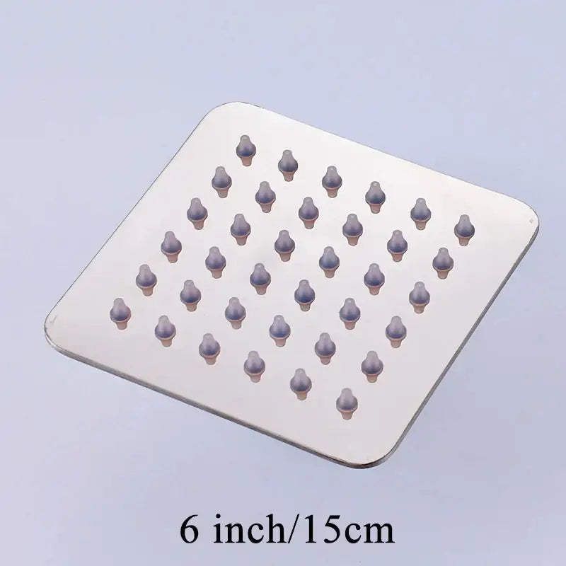 Modern white chrome square stainless steel rainfall shower head with 36 rounded nozzles for bathroom use