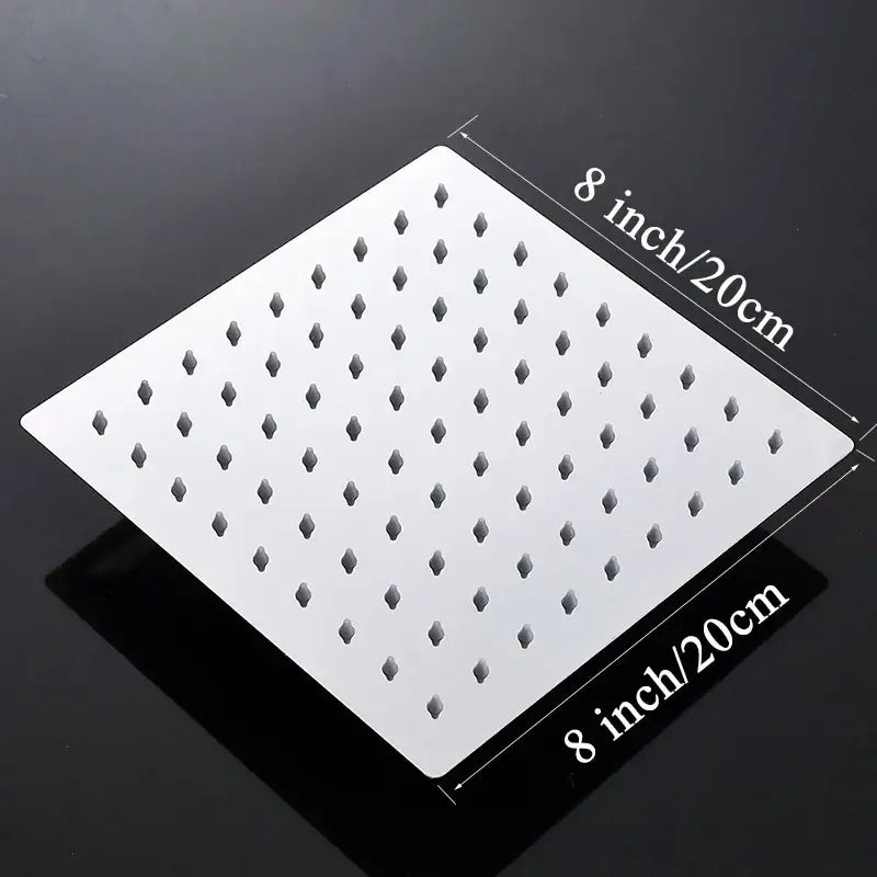 Modern white chrome square rainfall shower head with diamond shaped nozzles made of stainless steel for bathroom use