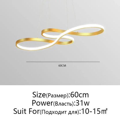 Modern gold and white infinity-shaped decorbites circle led chandelier for stylish living room lighting decorbites circle led