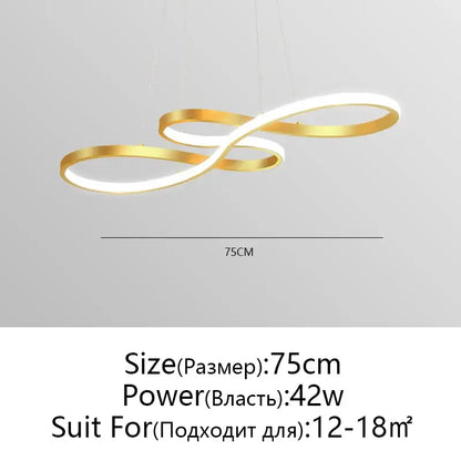 Modern white and gold infinity-shaped decorbites circle led chandelier with minimalist design for living room lighting