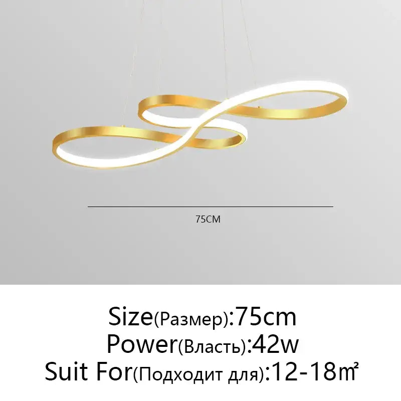 Modern white and gold infinity-shaped decorbites circle led chandelier with minimalist design for living room lighting