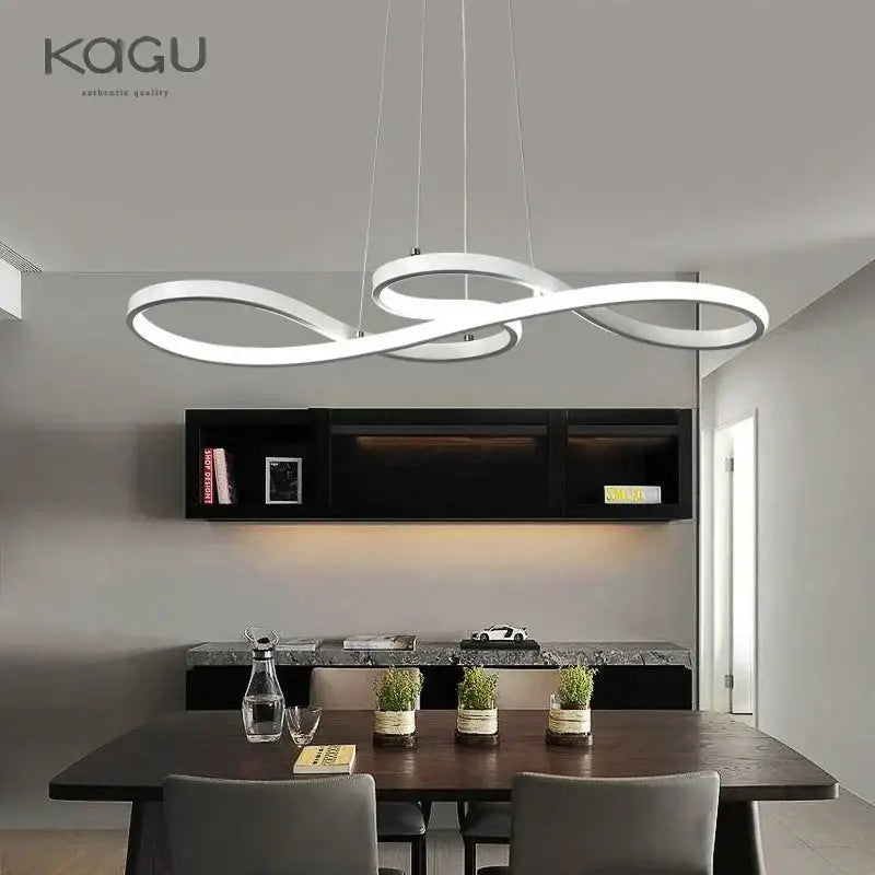Modern white infinity-loop pendant light with sleek minimalist design for living room decorbites circle led chandelier