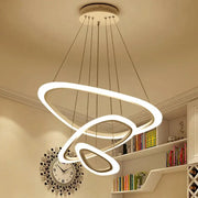 Modern white pendant lights with sleek interlocking circle rings acrylic design for stylish living room decorbites circle rings