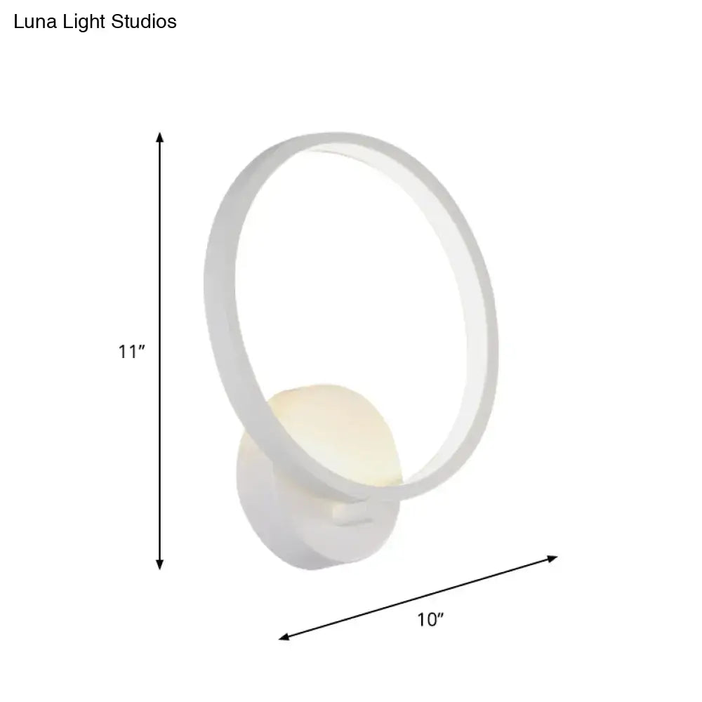 Modern white circle sconce light fixture with sleek design and illuminated base suitable for 110v-120v 220v-240v use