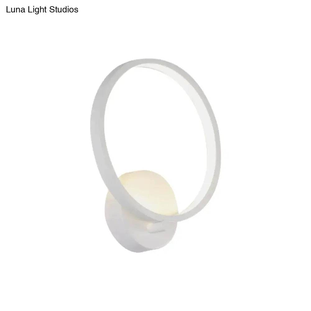 Modern white circular sconce light fixture with sleek minimalist design and soft ambient lighting for bedroom use 110v-120v 220v-240v