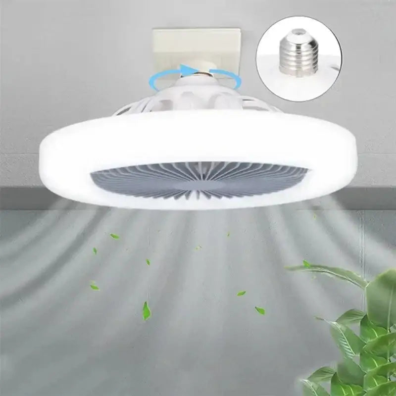 Modern white circular ceiling fan with remote control featuring sleek plastic housing and visible internal blades decorbites ceiling fan
