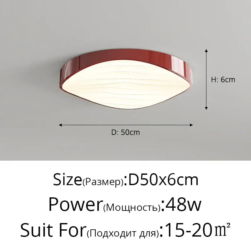 Modern white circular chandelier with red oval glossy ceiling light and white diffused lighting decorbites circular chandelier