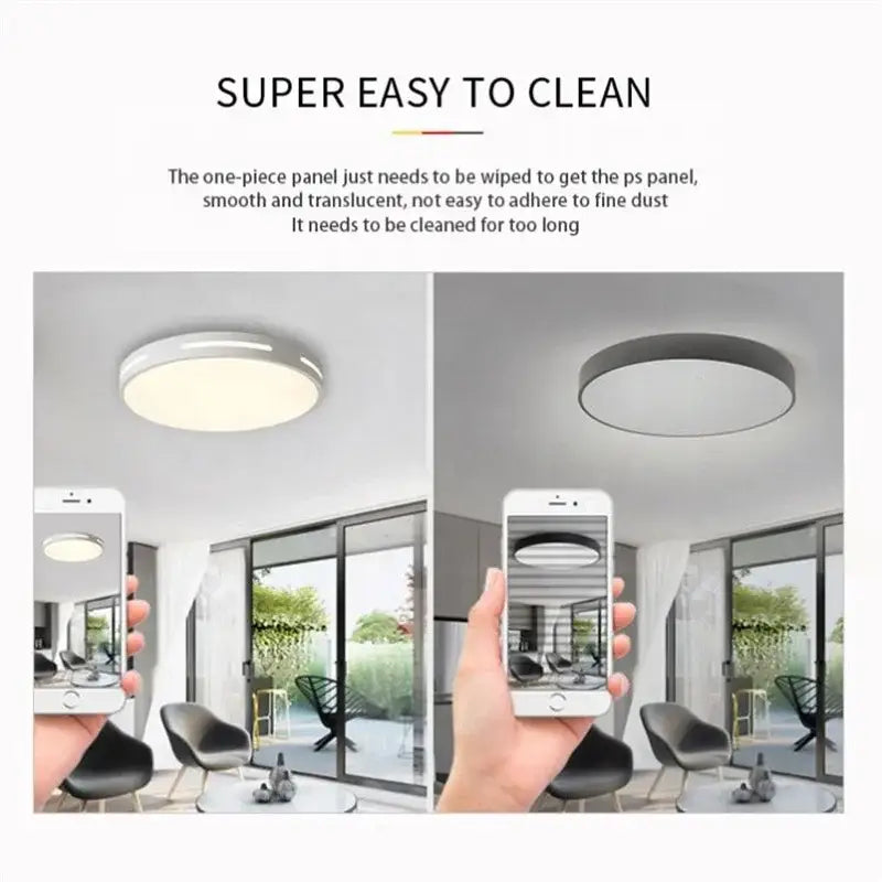 Modern white circular led ceiling aluminium light with smooth translucent ps panel for decorbites ceiling aluminium use