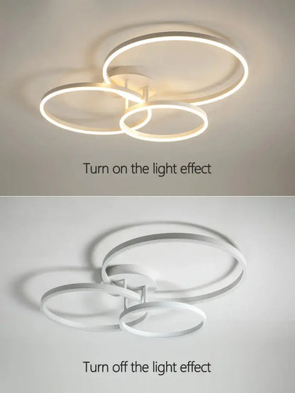 Modern white circular led decorbites ceiling lamp set with interlocking rings for stylish bedroom lighting