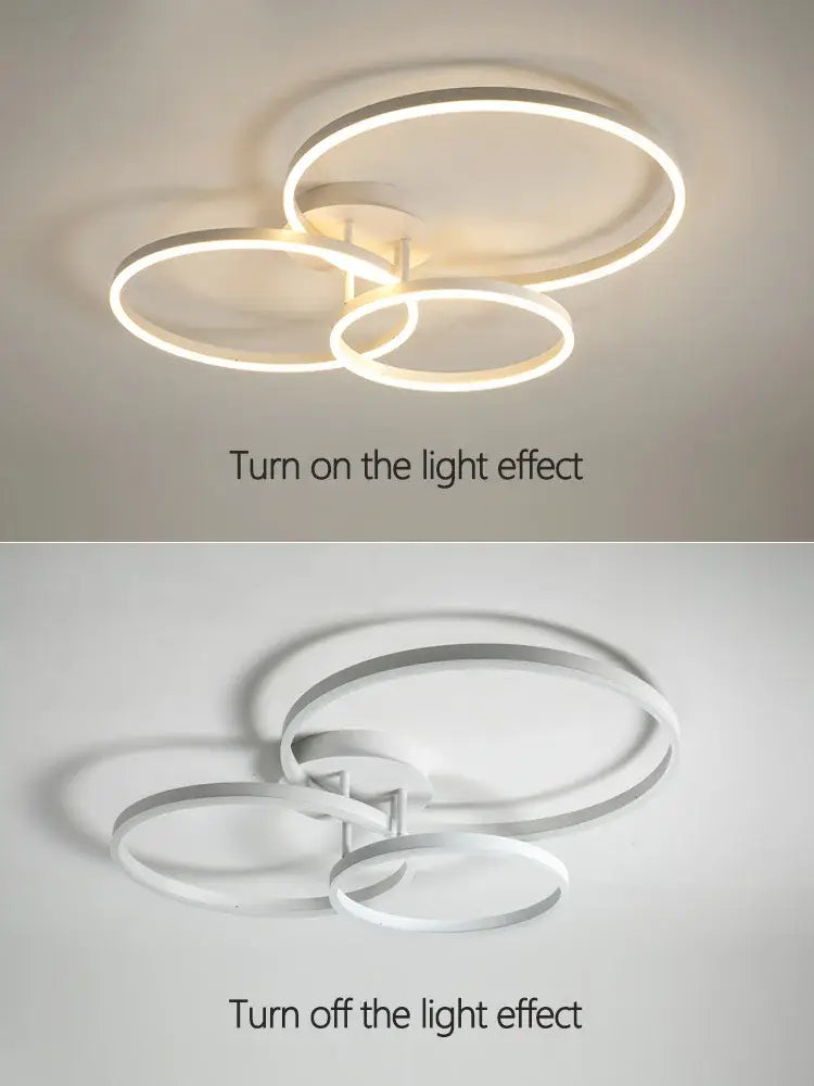 Modern white circular led decorbites ceiling lamp set with interlocking rings for stylish bedroom lighting