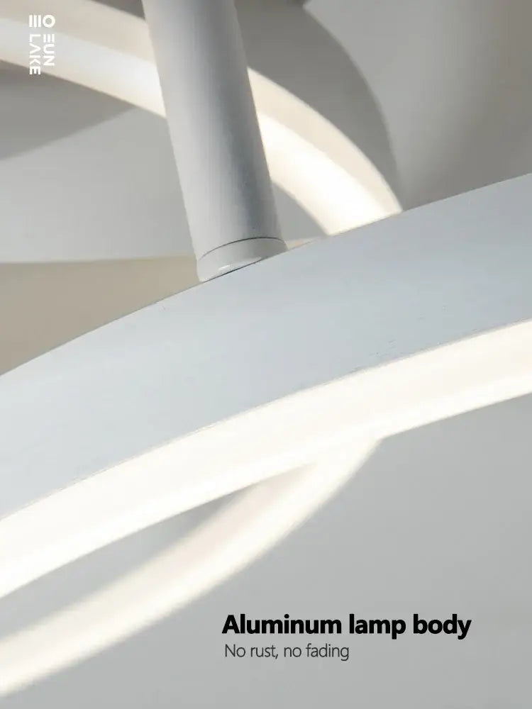 Modern white aluminum decorbites ceiling lamp with sleek curved ring design in circular led ceiling lamp set for bedroom