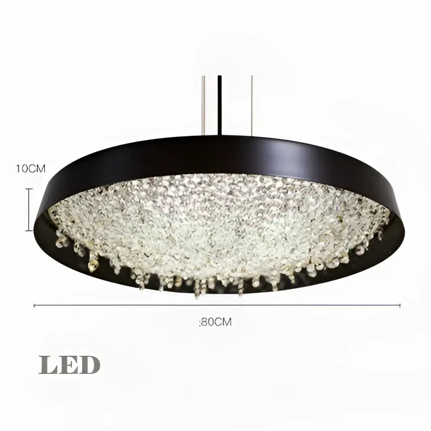 Modern white clear crystal pendant light with black circular led chandelier and dense decorbites clear crystal droplets