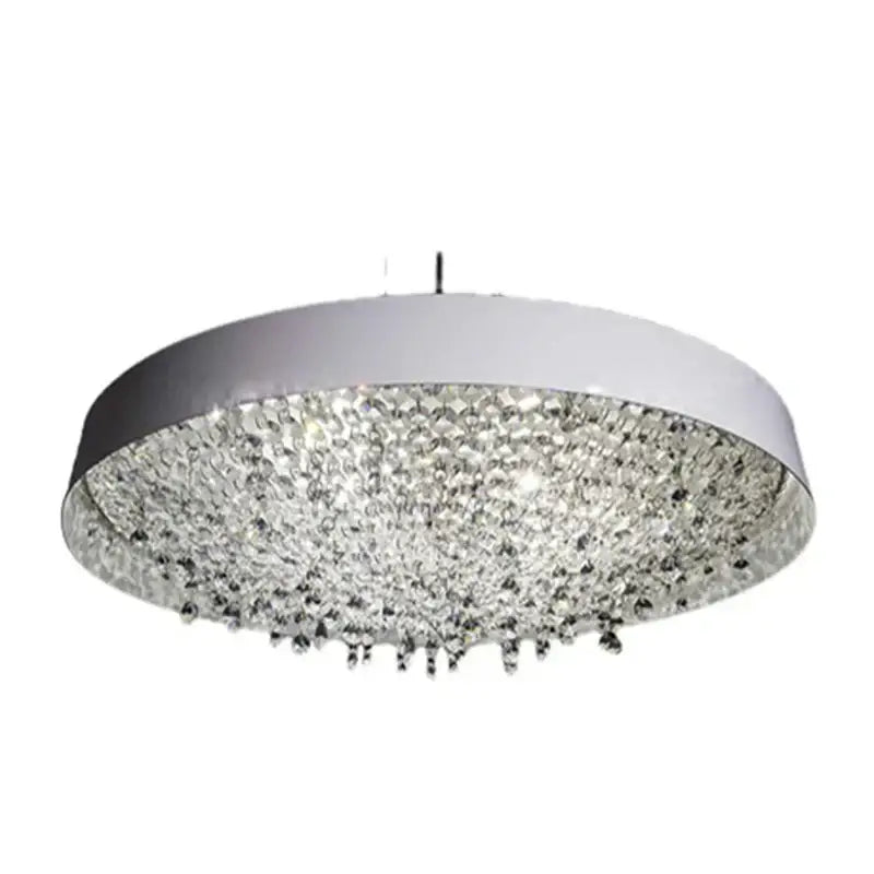 Modern white clear crystal pendant light with sleek metal frame and cascading droplets for living room decorbites pendant light