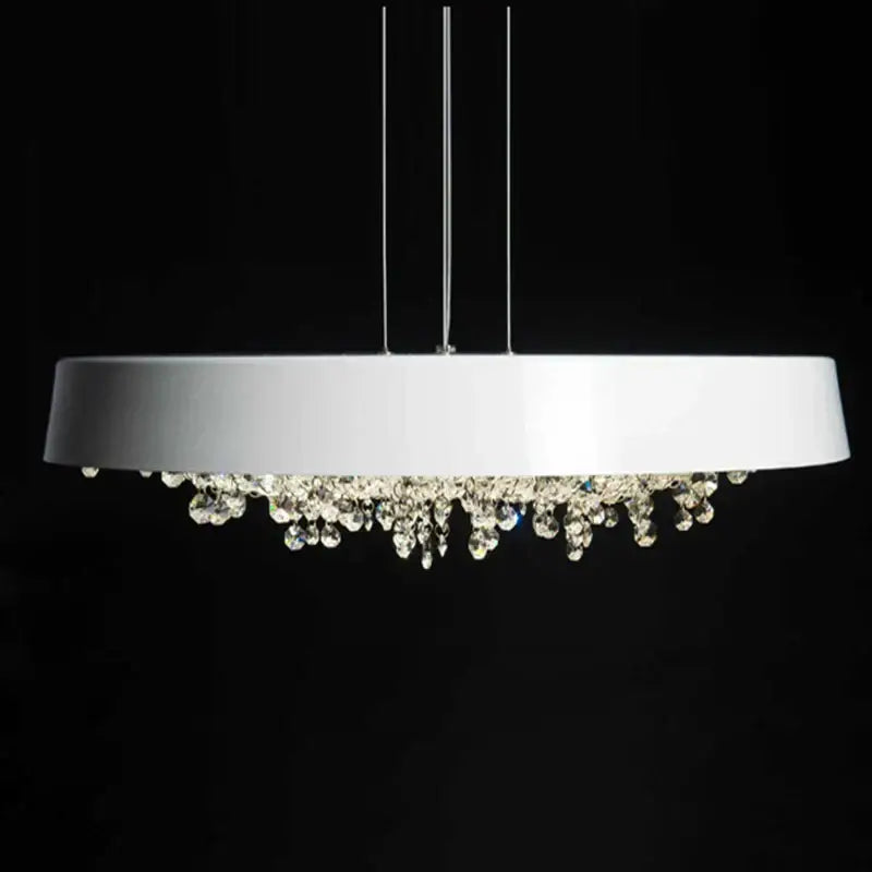 Modern white clear crystal pendant light with dangling crystal droplets for living room decorbites clear crystal decor