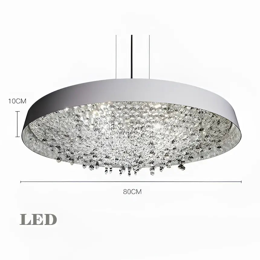 Modern white clear crystal pendant light with sleek silver frame and cascading droplets for living room decorbites clear crystal