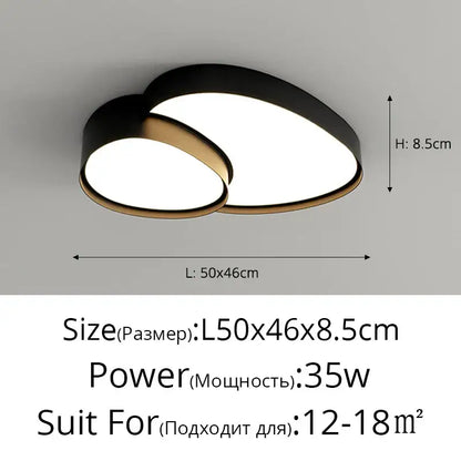 Modern black and gold decorbites cloud ceiling light fixture with oval led panels for living room ceiling lights