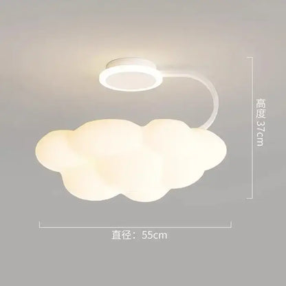 Modern white cloud ceiling lights led nursery bedroom lamp with soft off-white cloud shape and curved arm decorbites cloud ceiling