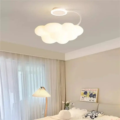Modern white cloud ceiling light with led lamp curved stem and circular fixture ideal for nursery decorbites cloud ceiling