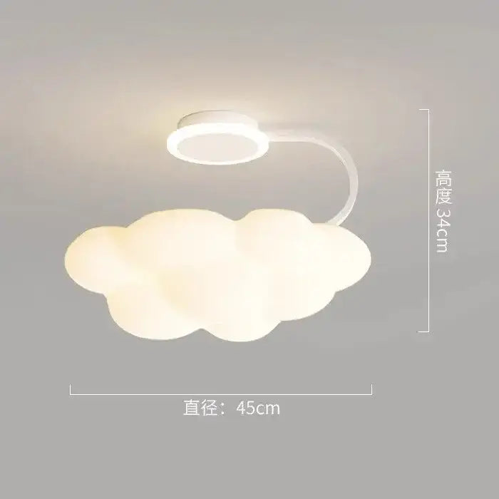 Modern white cloud ceiling lights led nursery lamp with soft off-white cloud shape curved arm and circular fixture