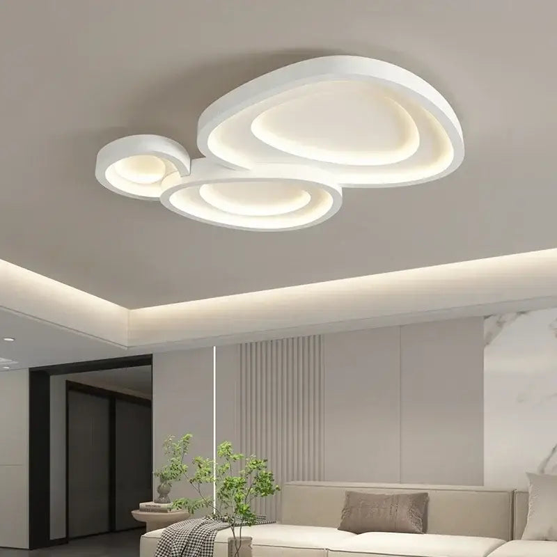 Modern white cloud designer ceiling lights with layered circular led design for living room decorbites ceiling lights