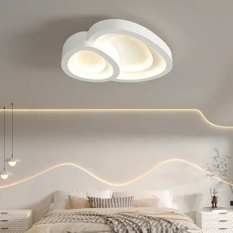 Modern white cloud designer ceiling lights with layered circular design and soft ambient glow for living room decorbites ceiling lights