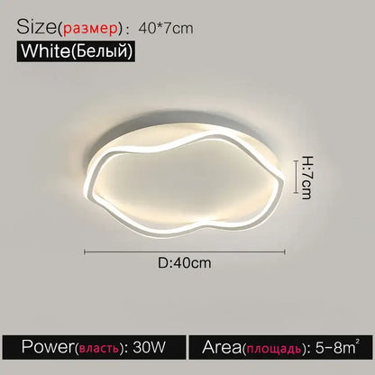 Modern white cloud led ceiling lamp with sleek organic shape and glowing edge trim for minimalist bedroom ceiling lamp