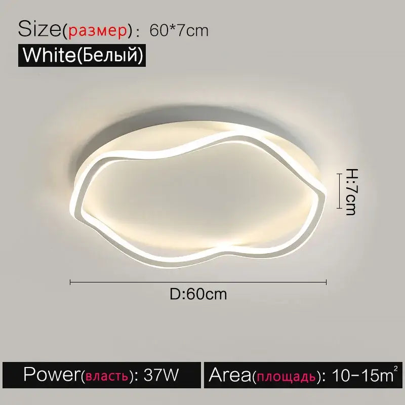 Modern white cloud led ceiling lamp with sleek oval design and illuminated edges for minimalist bedroom ceiling lamp