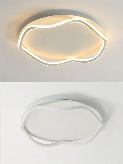 Modern white cloud led ceiling lamp with sleek wavy design and warm glow for minimalist bedroom ceiling lamp