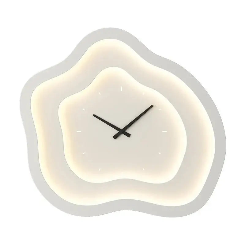 Modern white cloud led wall lamp with dimmable clock in soft cream and gray tones for bedroom use