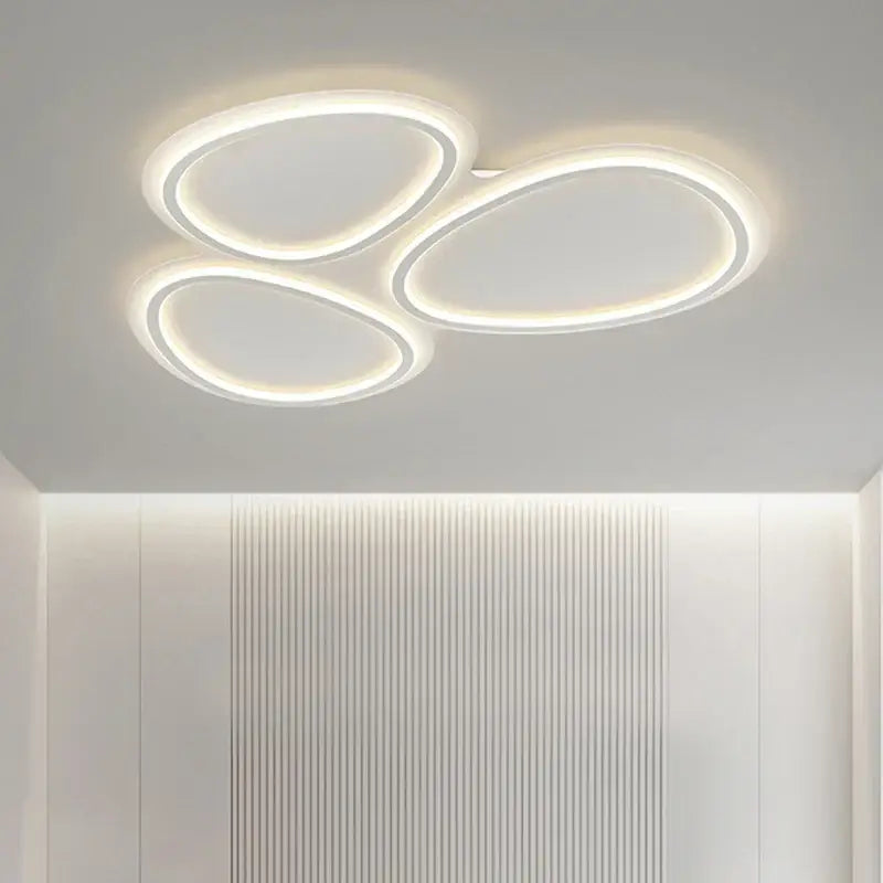 Modern white cloud ring led ceiling light with three interconnected circular rings for living room decorbites circular lumines panel