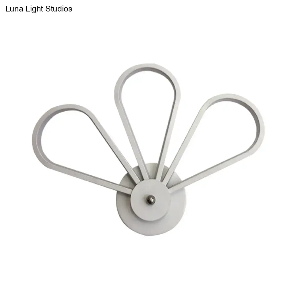 Modern white metal wall light with fan-like petal design ideal for bedroom wall mount lighting and wall mount use