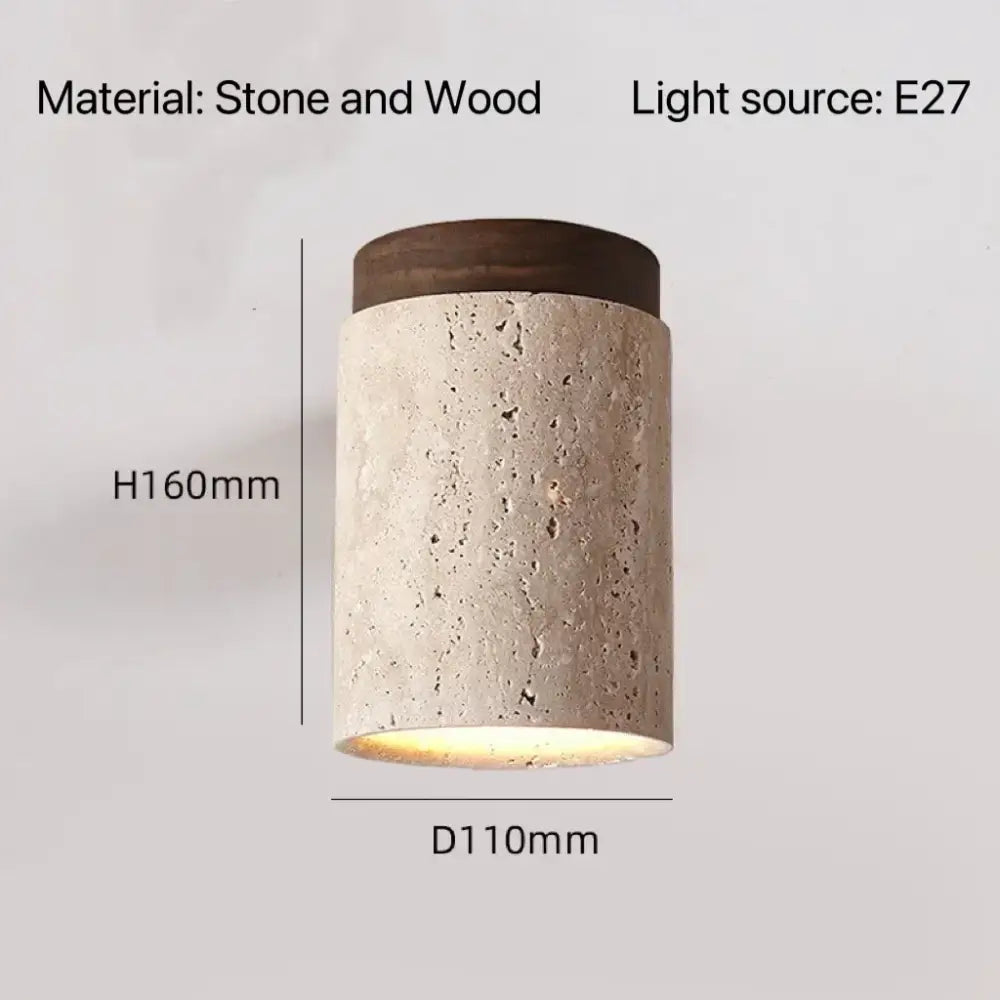 Modern white concrete pendant light with rustic stone body and dark wood top ideal for kitchen lighting area and square meters