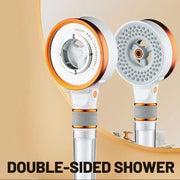 Modern white and copper decorbites dual sided high pressure showerhead with two spray patterns for bathroom use