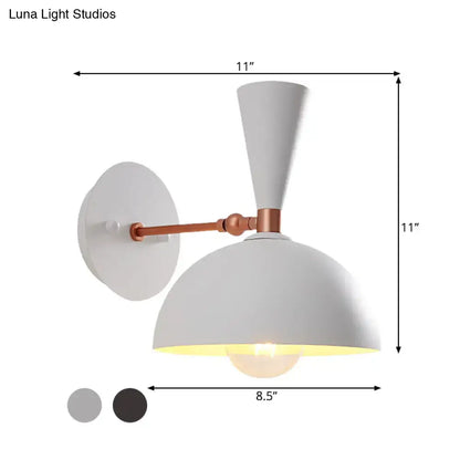 Modern white and copper rotating node dome sconce with matte finish and illuminated 110v-120v dome shade for bedroom lighting