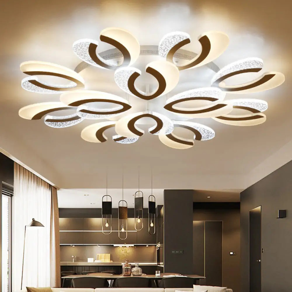 DecorBites™ DecorBites™ Modern White Coral LED Ceiling Lamp with Acrylic Shade - Stylish Semi Flush Light (4/6/12 Lights, Warm/White Light)