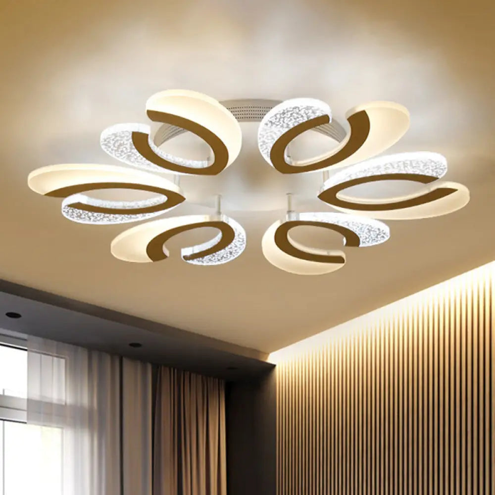 DecorBites™ DecorBites™ Modern White Coral LED Ceiling Lamp with Acrylic Shade - Stylish Semi Flush Light (4/6/12 Lights, Warm/White Light)