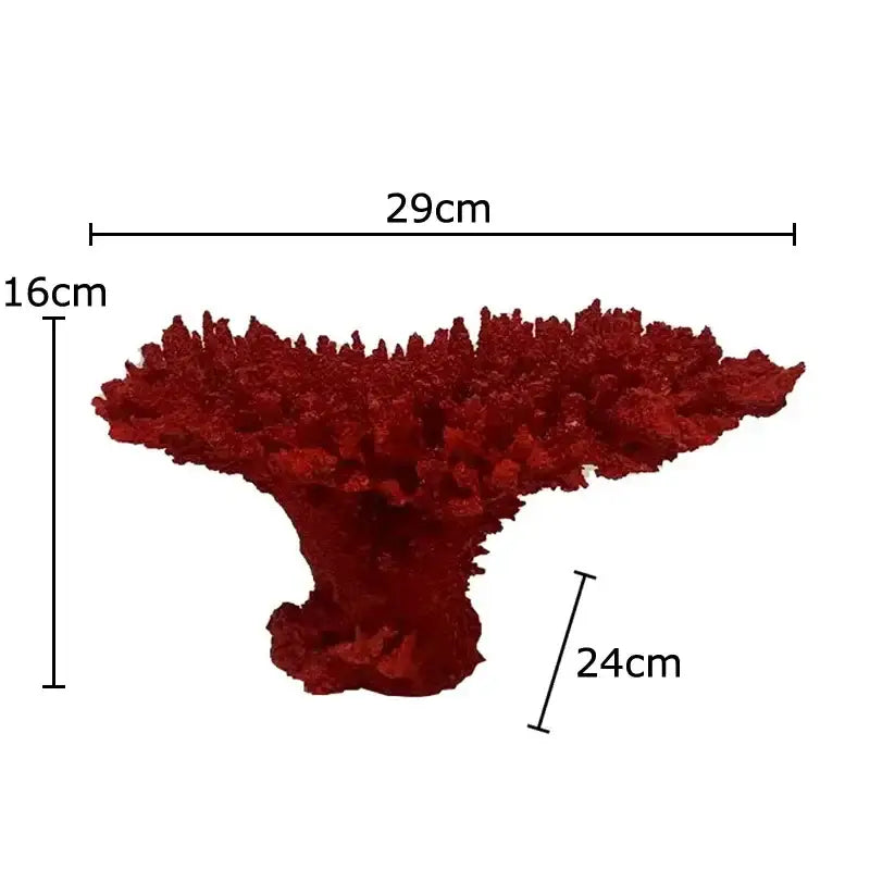 Modern white coral tree decorative ornament featuring vibrant red coral reef sculpture 29cm wide 16cm tall decorbites coral tree