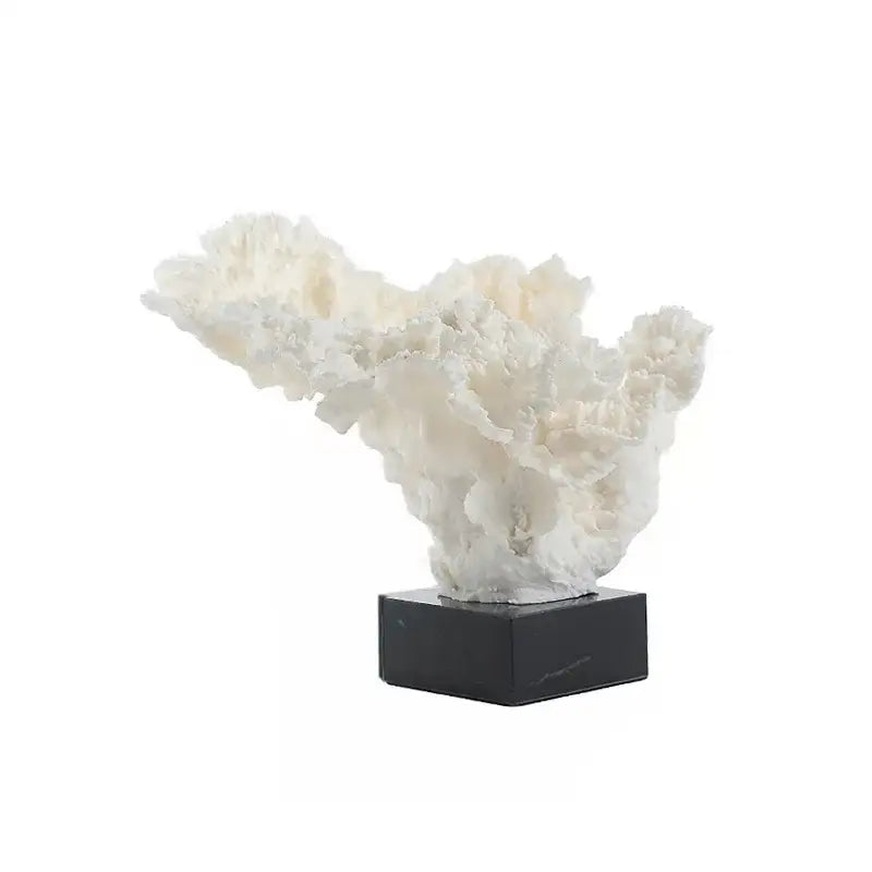 Modern white coral tree resin sculpture on black marble base elegant home decor by decorbites coral tree design