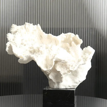 Modern white coral tree resin sculpture on black marble base for elegant home decor decorbites coral tree display