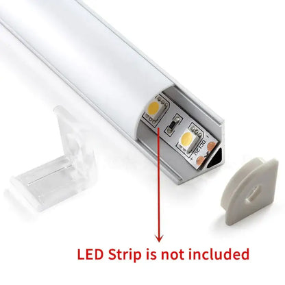 Silver aluminum profile with visible circuit board and mounting clips for modern white corner led strip lights kitchen
