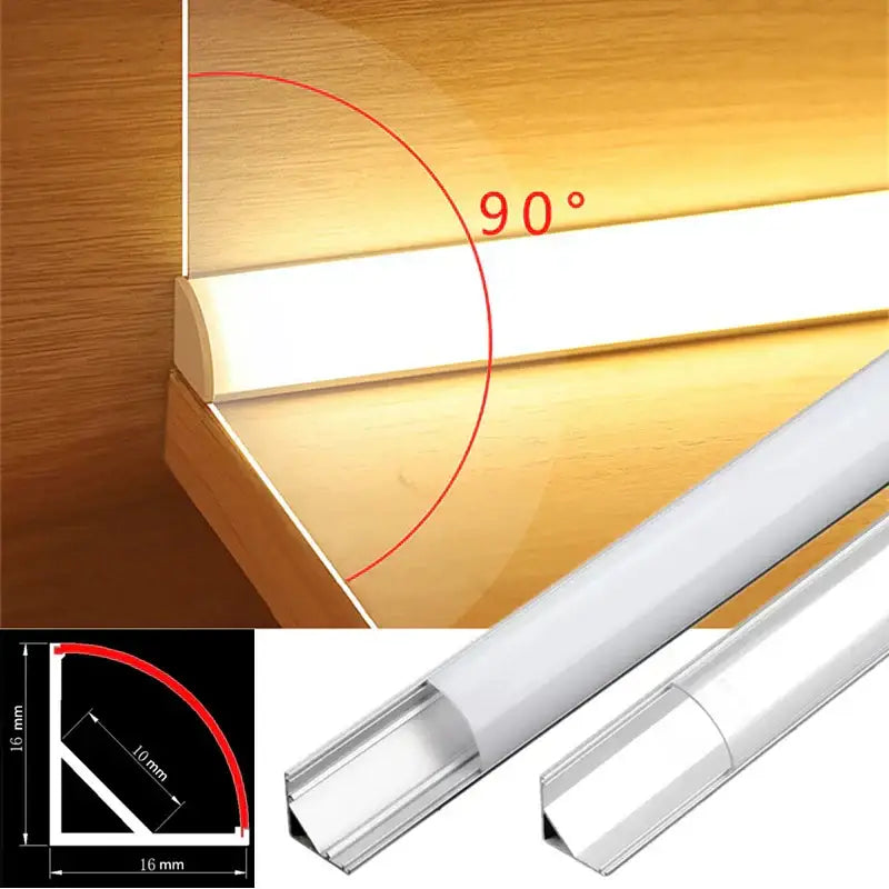 Modern white corner aluminum profile for led strip lights with sleek design and 90-degree fitting for seamless installation