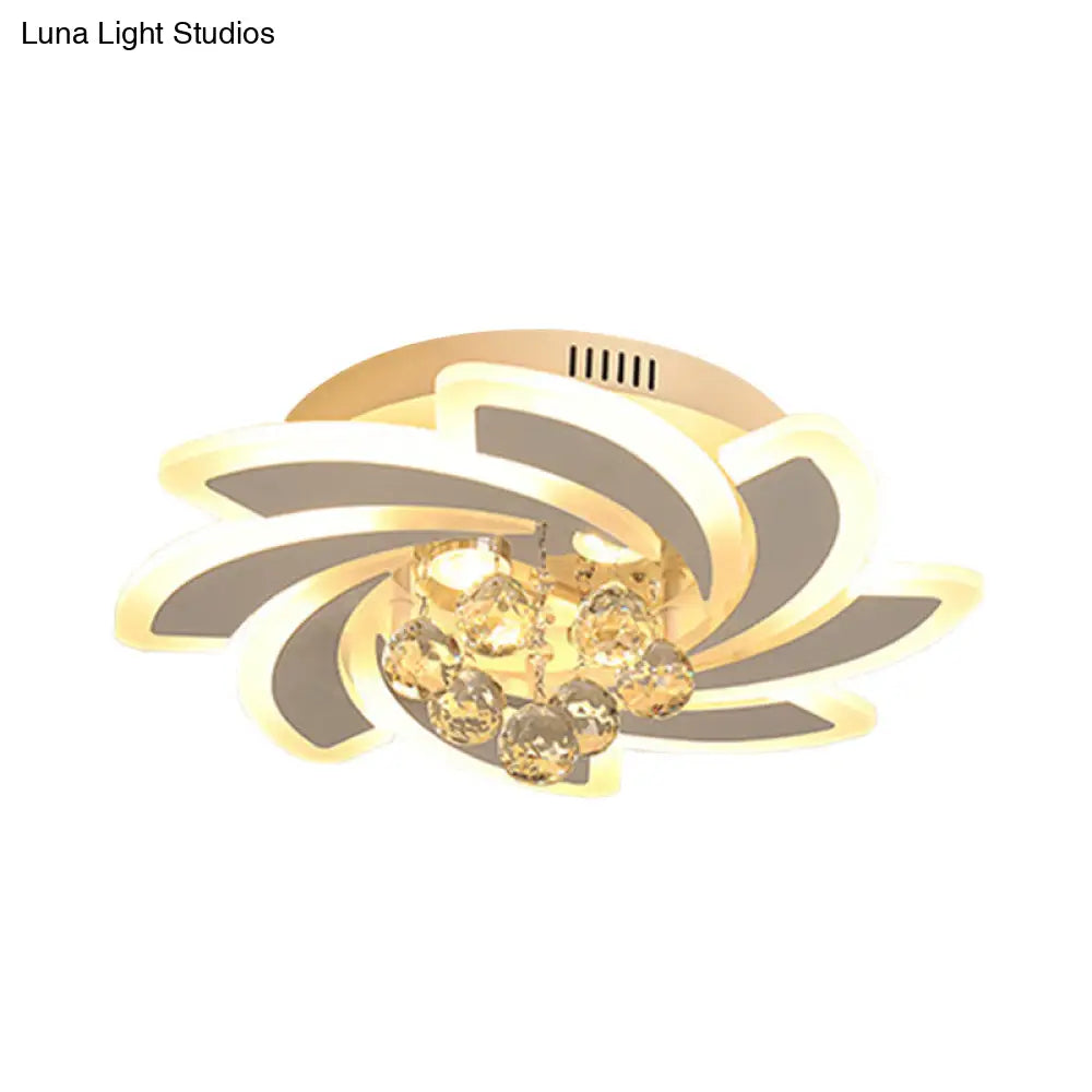 DecorBites™ DecorBites™ Modern White Crystal Ball Semi Flushmount Ceiling Light with Windmill Design