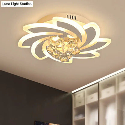DecorBites™ DecorBites™ Modern White Crystal Ball Semi Flushmount Ceiling Light with Windmill Design